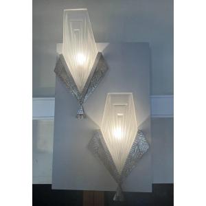 Superb Pair Of Art Deco Sconces Signed Degué Compiègne France (art Deco Sconces 1930)