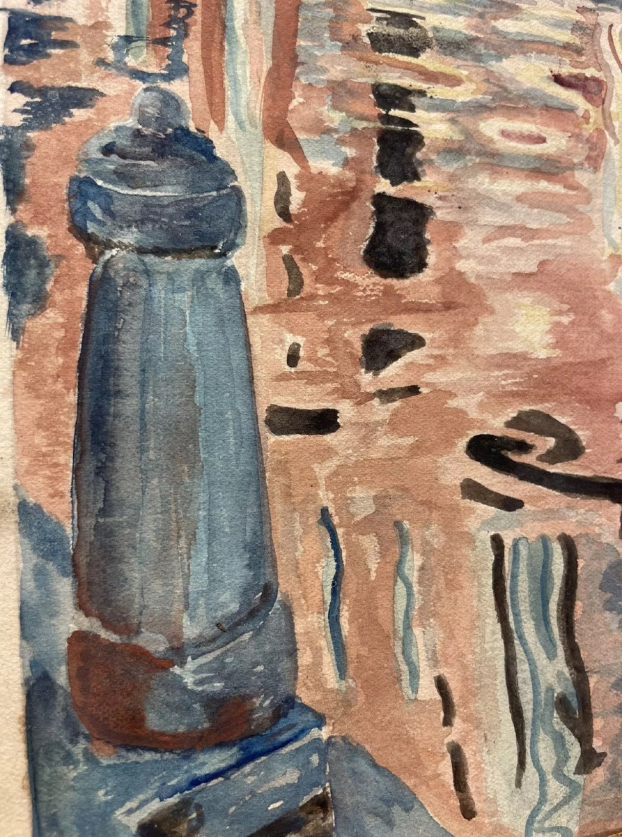 Landscape View Of Venice, Gouache On Paper, Early 20th Century-photo-1