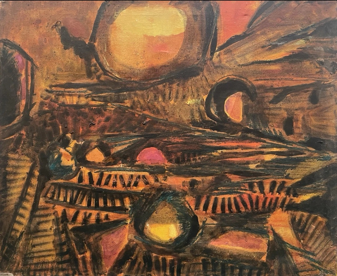 Tableau composition abstraite XXe