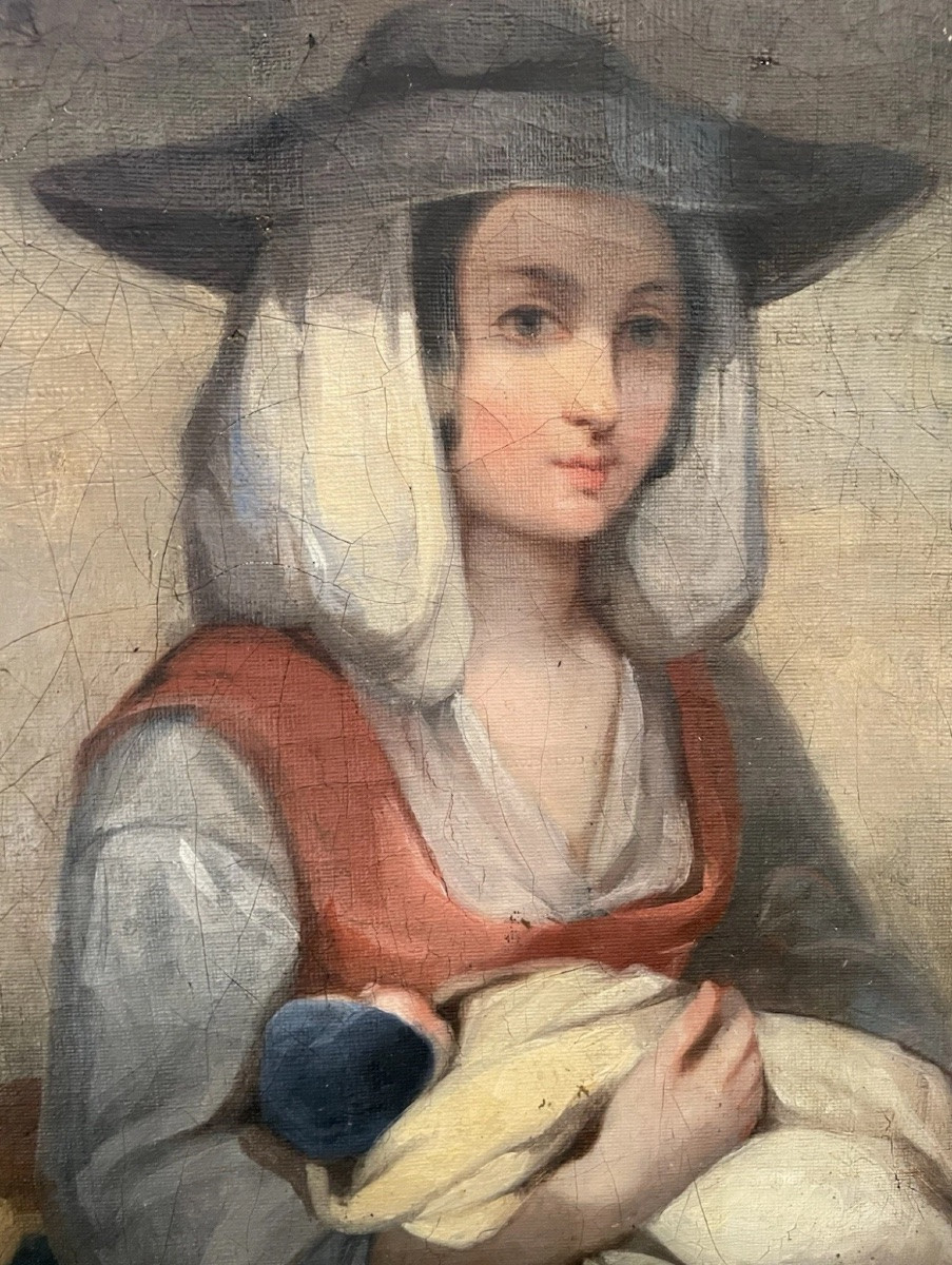 Painting Of A Mother And Child, Italy, 19th Century-photo-2