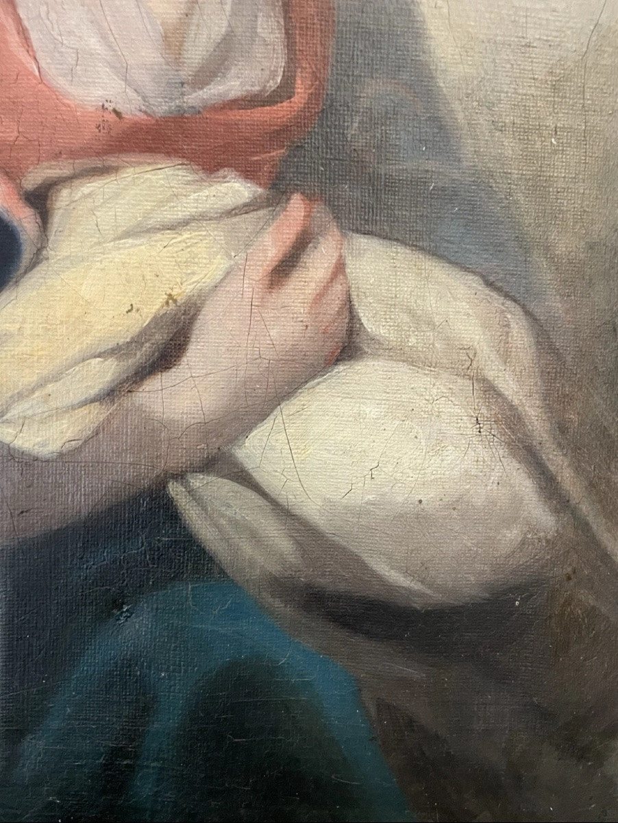 Painting Of A Mother And Child, Italy, 19th Century-photo-4