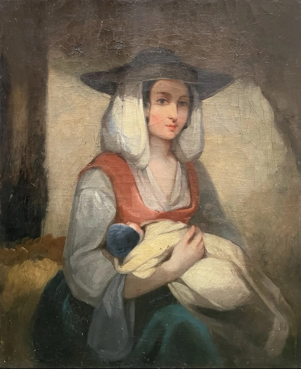 Painting Of A Mother And Child, Italy, 19th Century