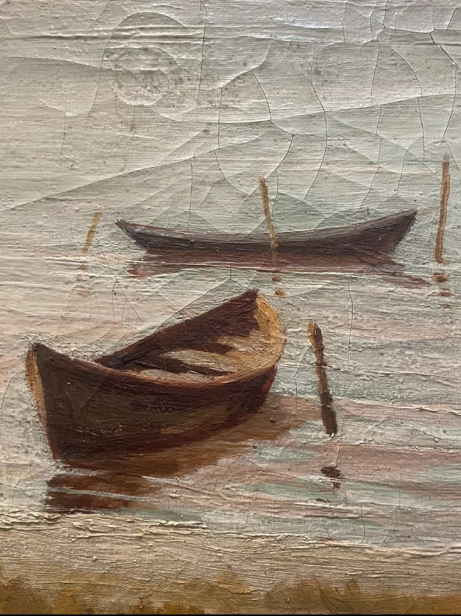 Seascape, Boats On The Water, 19th Century-photo-3