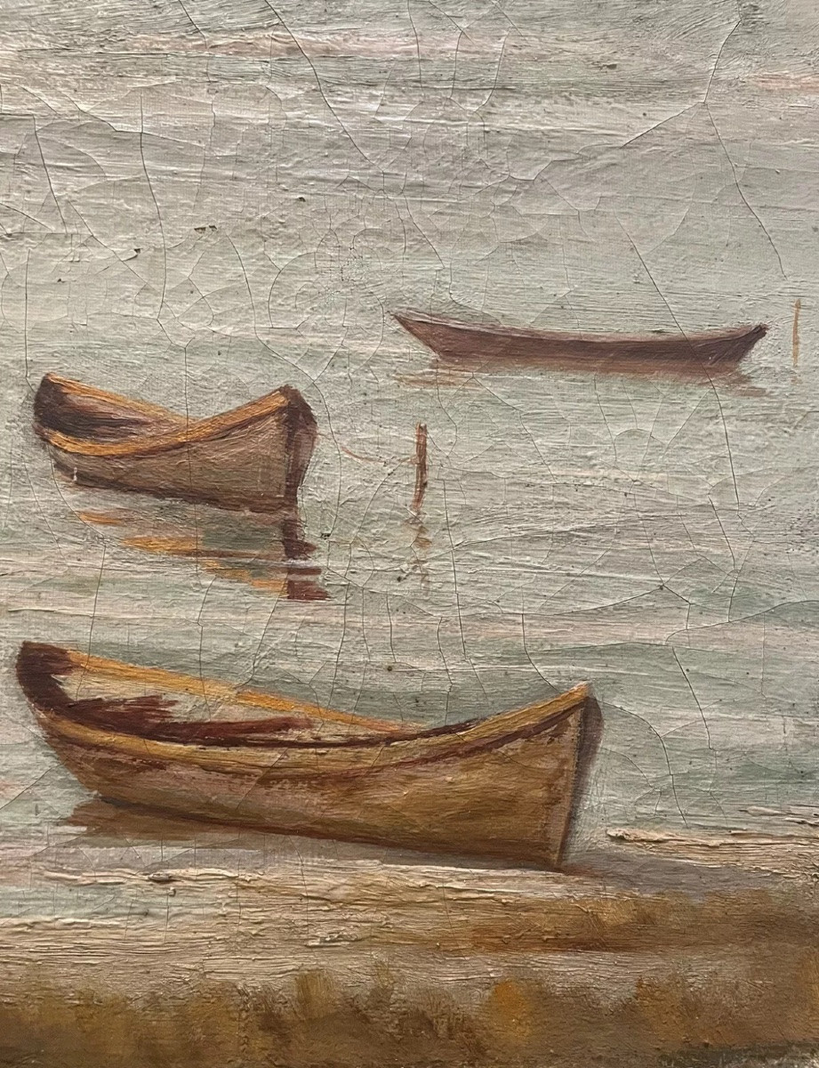 Seascape, Boats On The Water, 19th Century-photo-4
