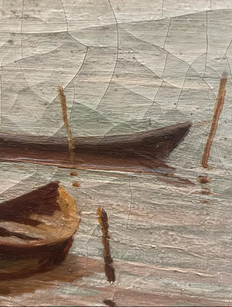 Seascape, Boats On The Water, 19th Century-photo-1