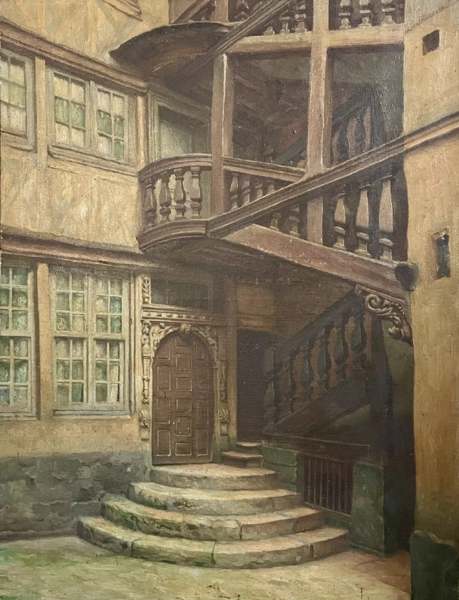Tableau maison à Rouen XIXe
