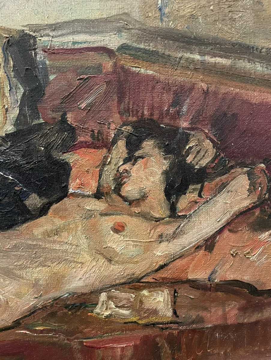 Female Nude Painting, Carlo Cherubini, Hst 20th Century-photo-4