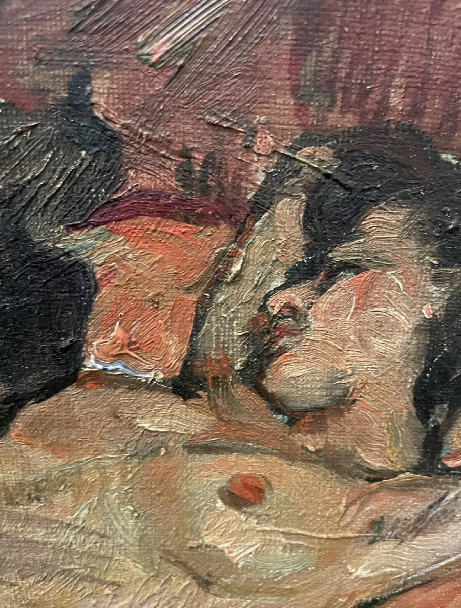 Female Nude Painting, Carlo Cherubini, Hst 20th Century-photo-2