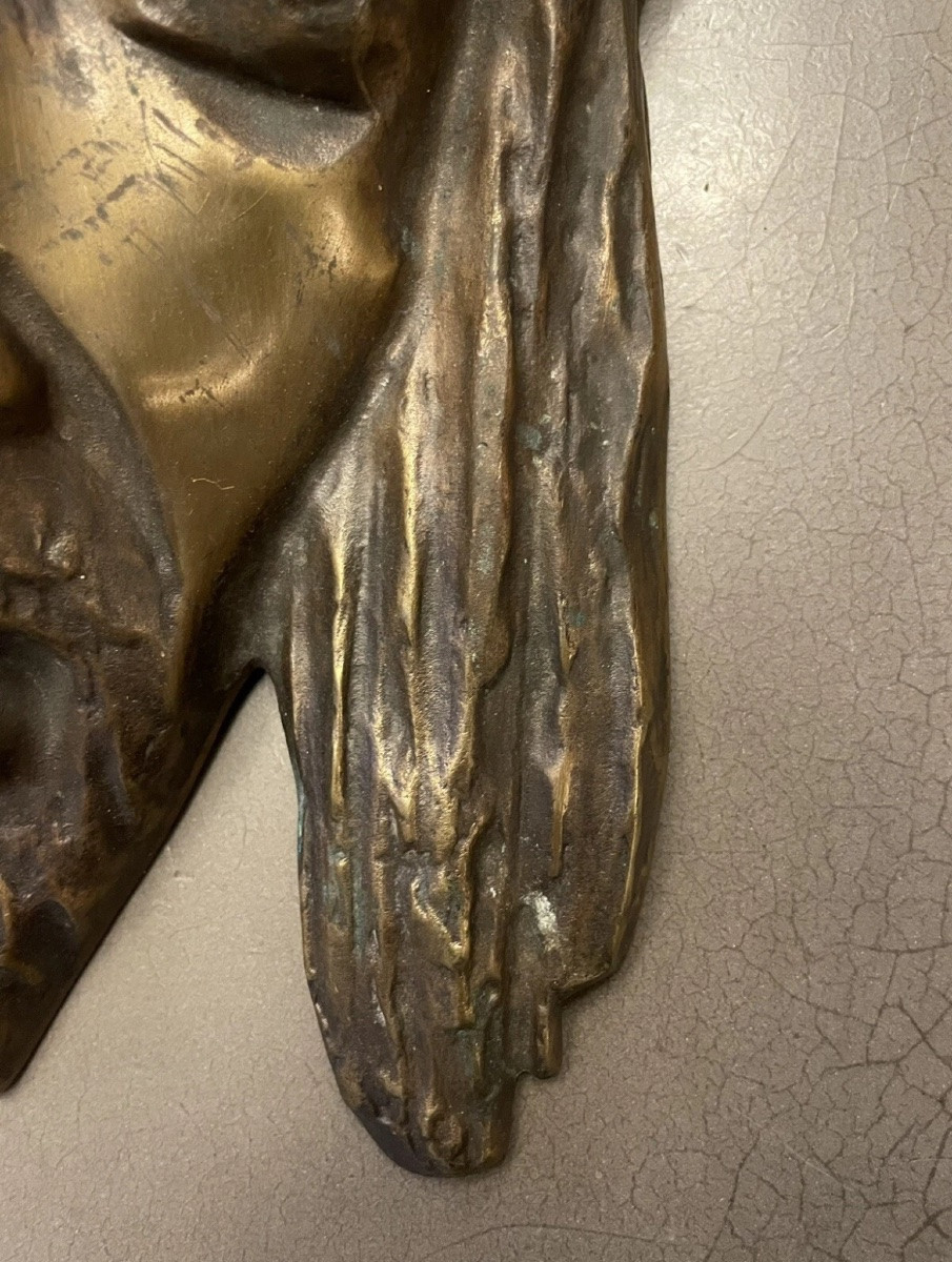 Bronze Sculpture Of Christ's Head Signed G. Thomas-photo-4