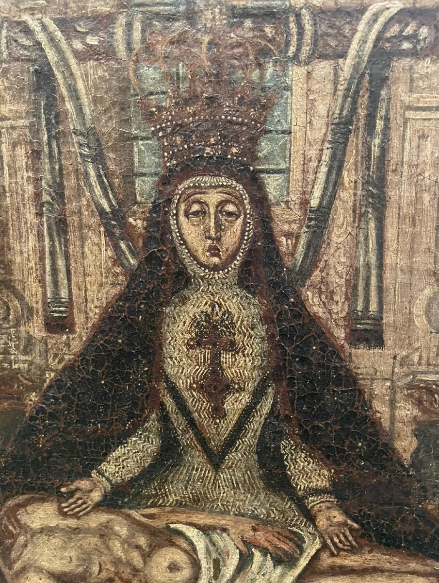 Pieta Painting 17th Century Virgin From Las Angustias De Granada-photo-2