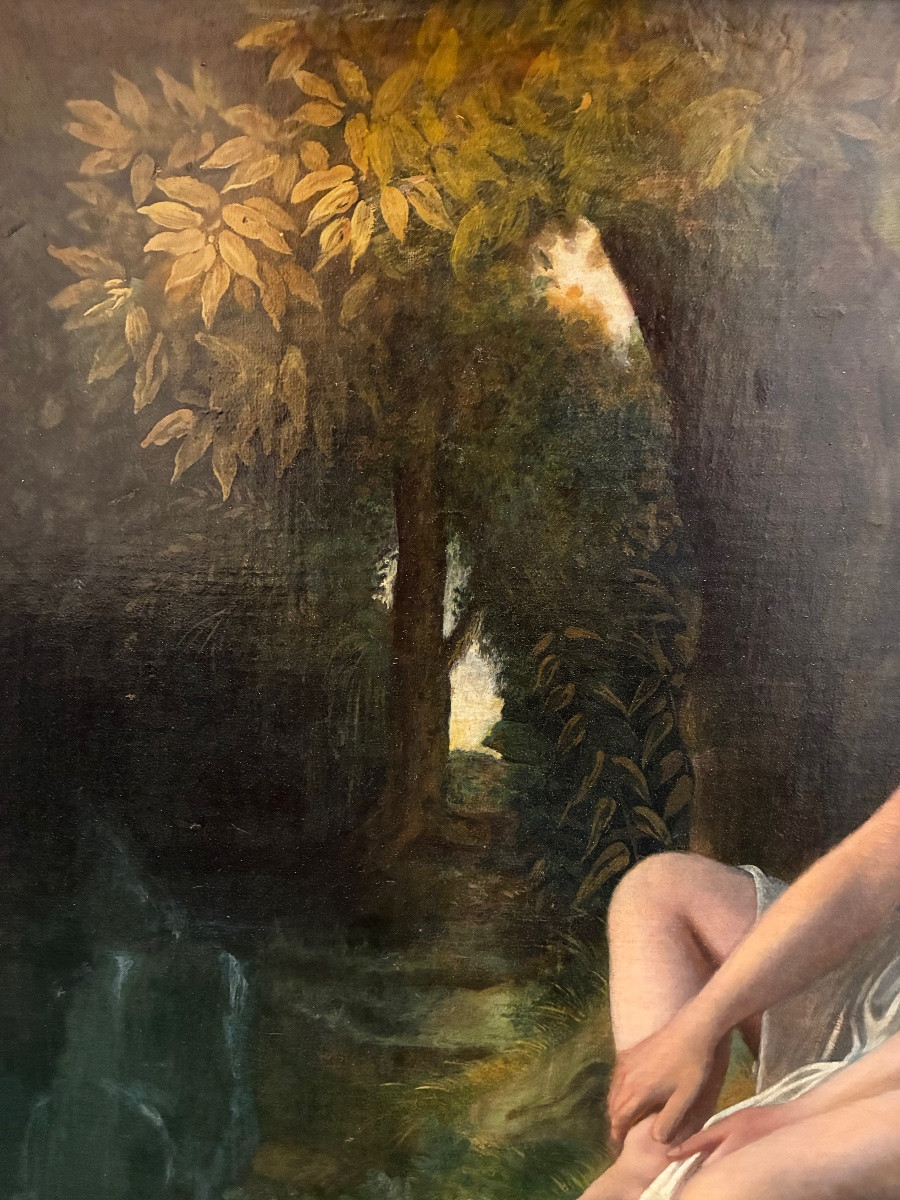 19th Century Painting, Two Nymphs Bathing-photo-7