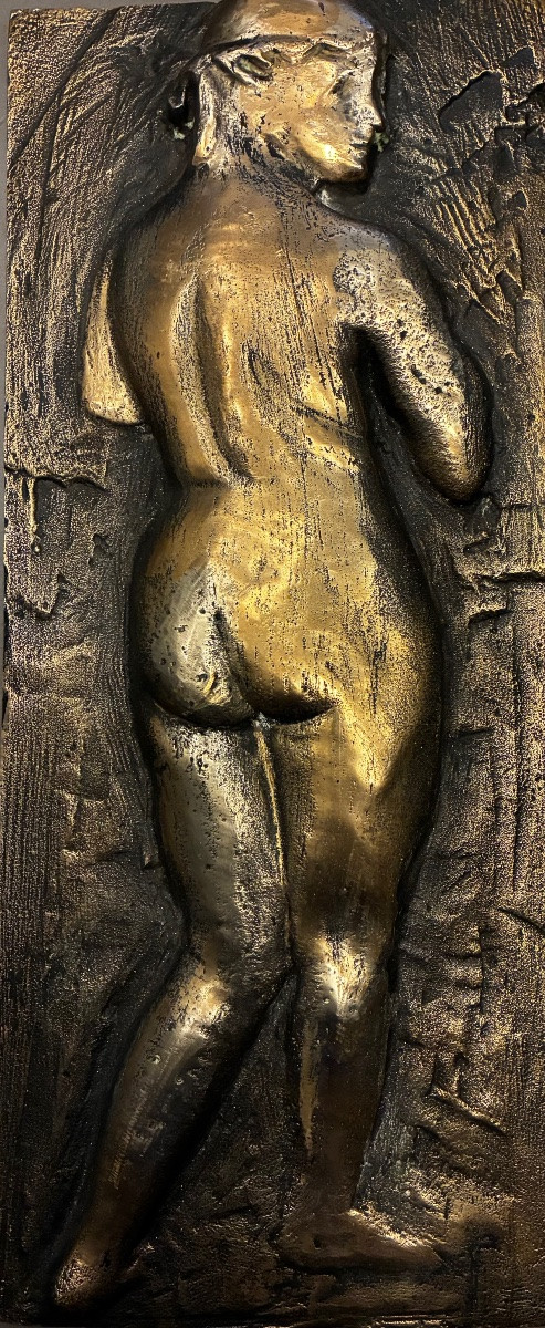 20th Century Bronze Bas-relief Sculpted Wall Panel-photo-2