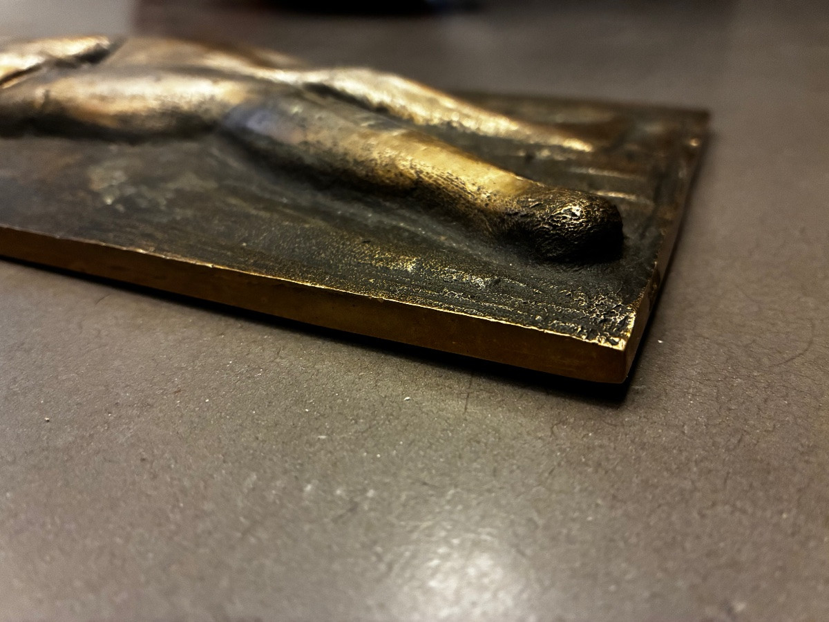 20th Century Bronze Bas-relief Sculpted Wall Panel-photo-5