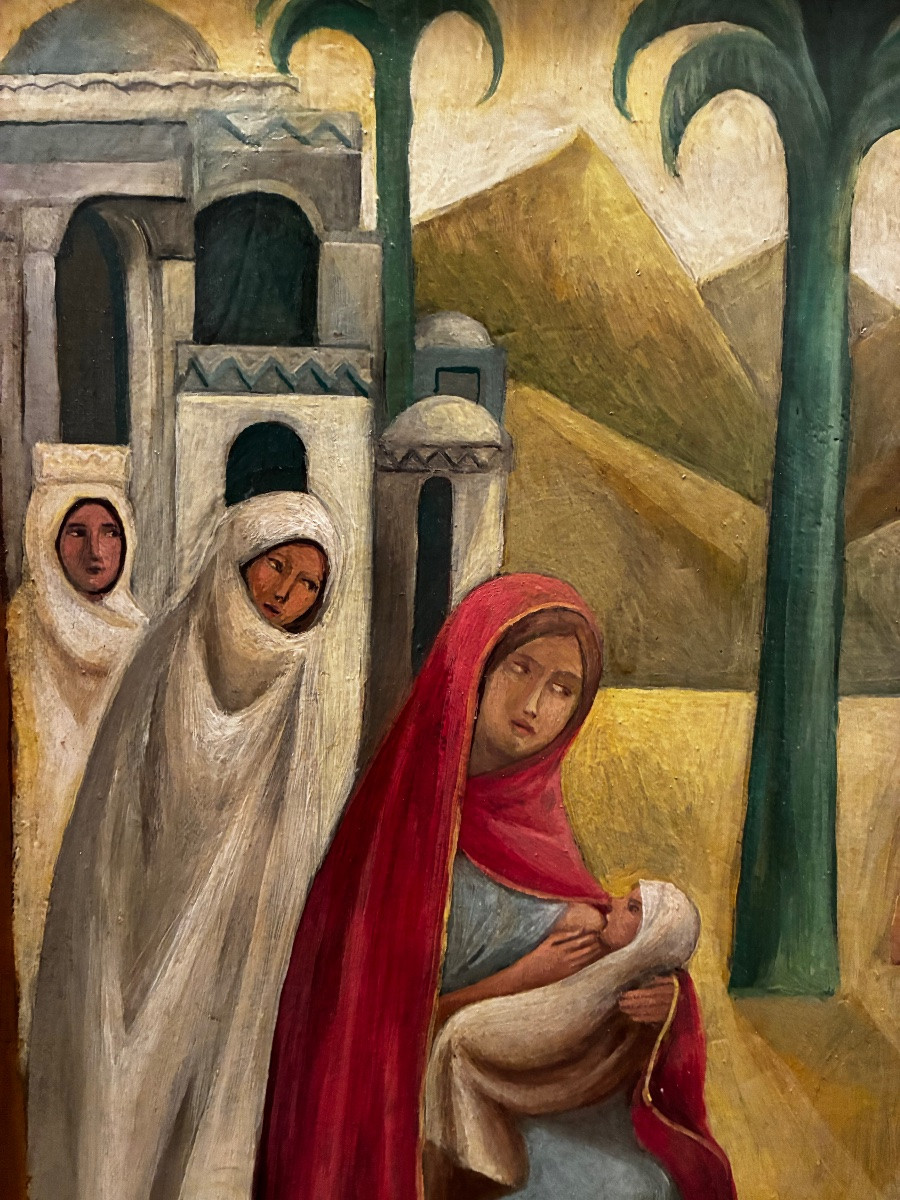 Orientalist Scene Painting Signed Sergeff, 20th Century-photo-1