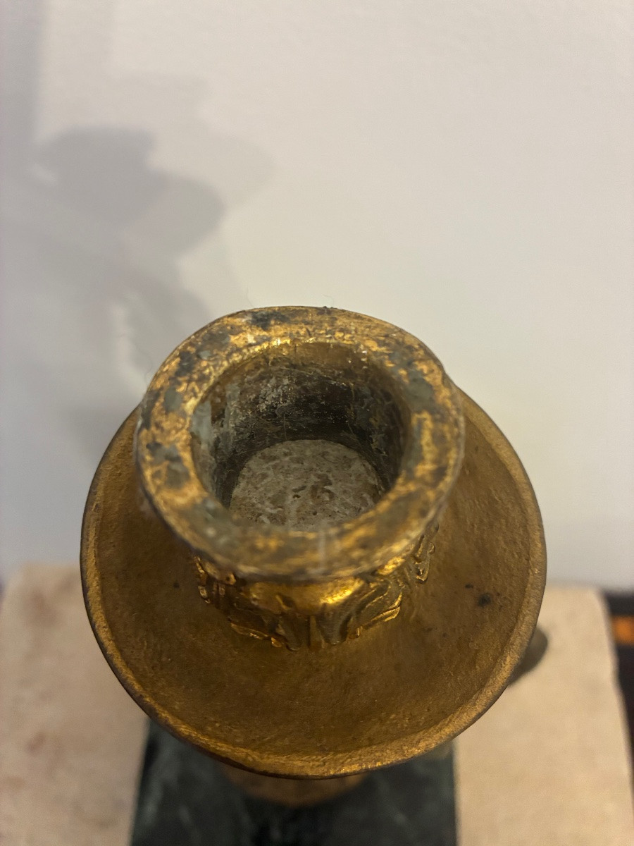Empire Gilt Bronze Candlestick, 19th Century-photo-6