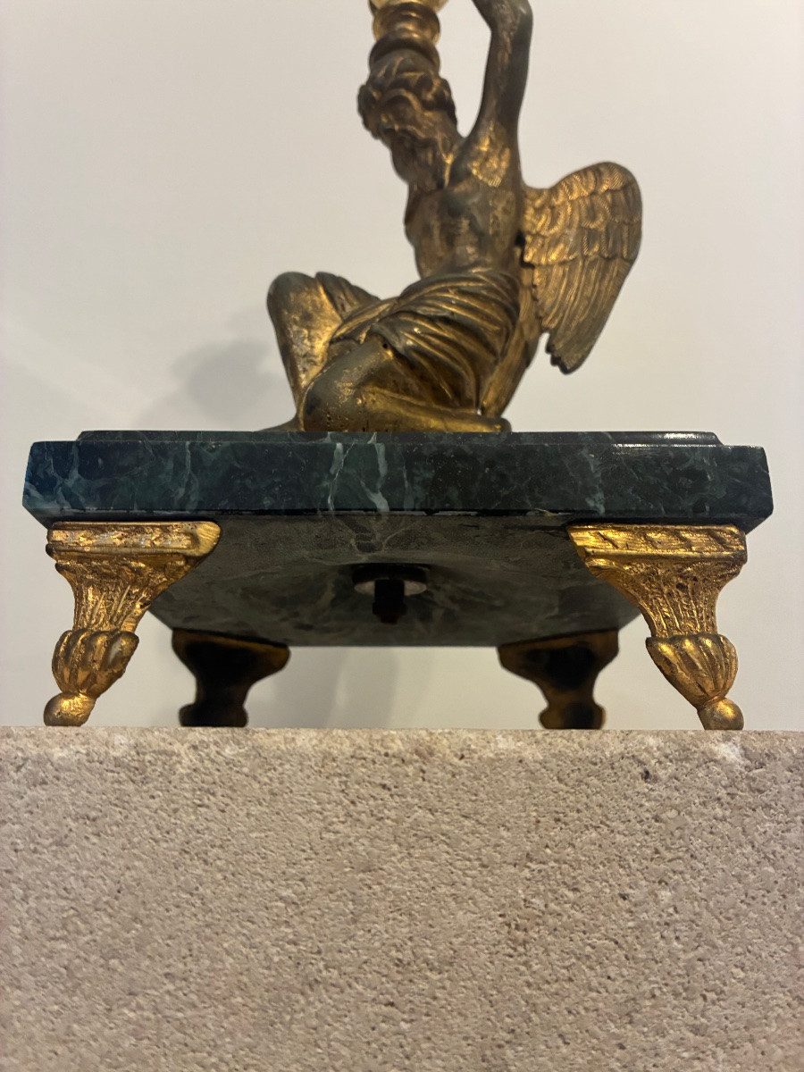 Empire Gilt Bronze Candlestick, 19th Century-photo-7