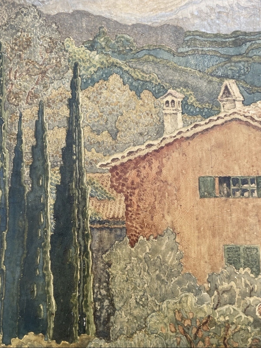 Painting Of Provence, E. Duru 1951 -photo-2
