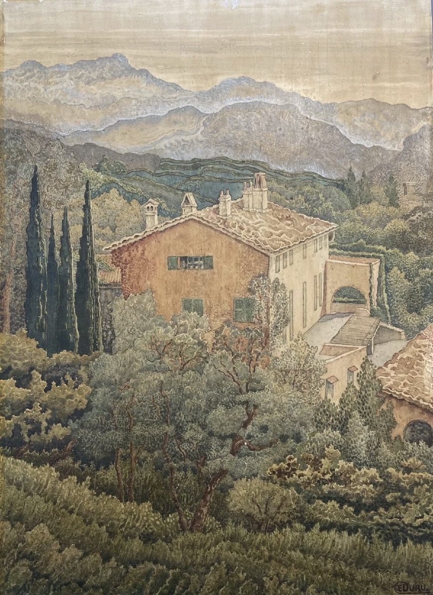 Painting Of Provence, E. Duru 1951 