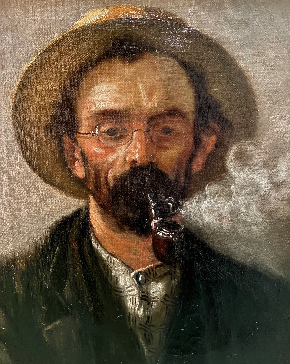 The Pipe Smoker, Oil On Canvas, 19th Century-photo-3