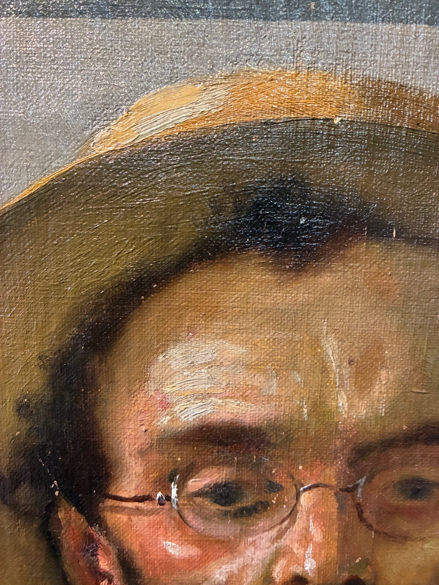 The Pipe Smoker, Oil On Canvas, 19th Century-photo-3