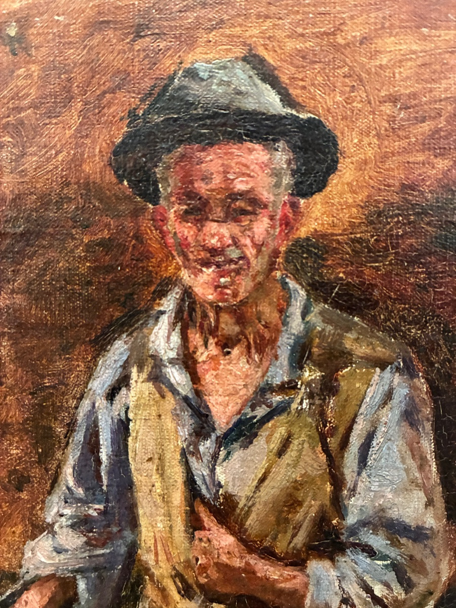 Man Standing, Leaning On A Cane, Late 19th/early 20th Century-photo-1