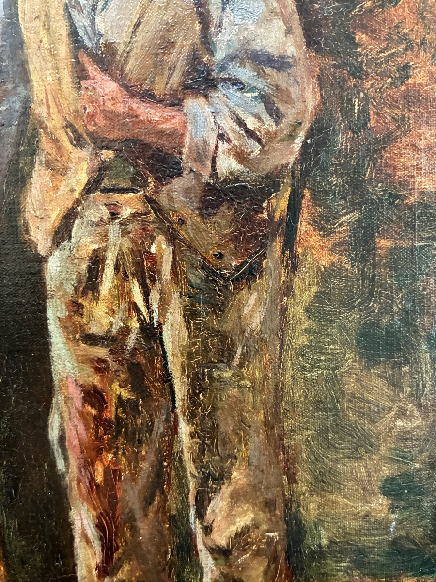 Man Standing, Leaning On A Cane, Late 19th/early 20th Century-photo-2