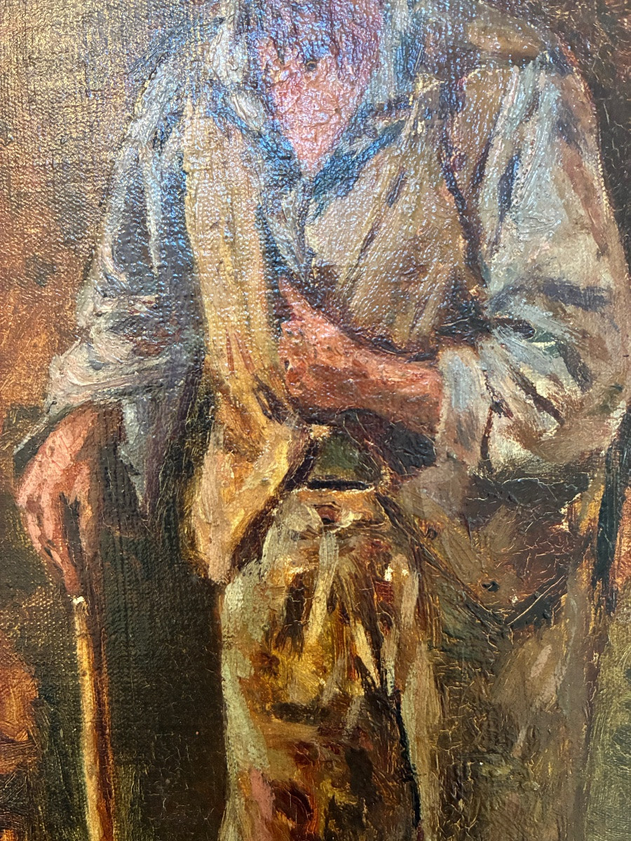 Man Standing, Leaning On A Cane, Late 19th/early 20th Century-photo-4