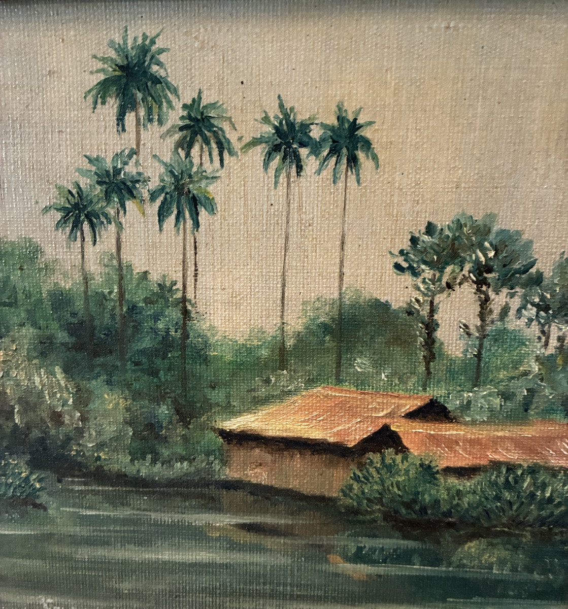 Paysage tropical aux palmiers XXe-photo-2