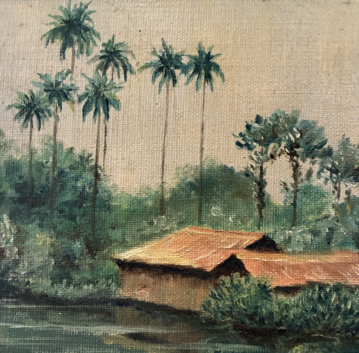 Paysage tropical aux palmiers XXe-photo-3