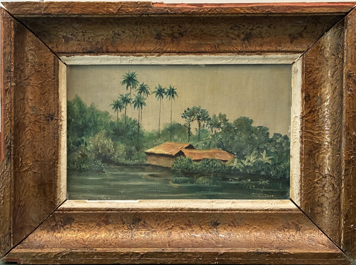 Paysage tropical aux palmiers XXe
