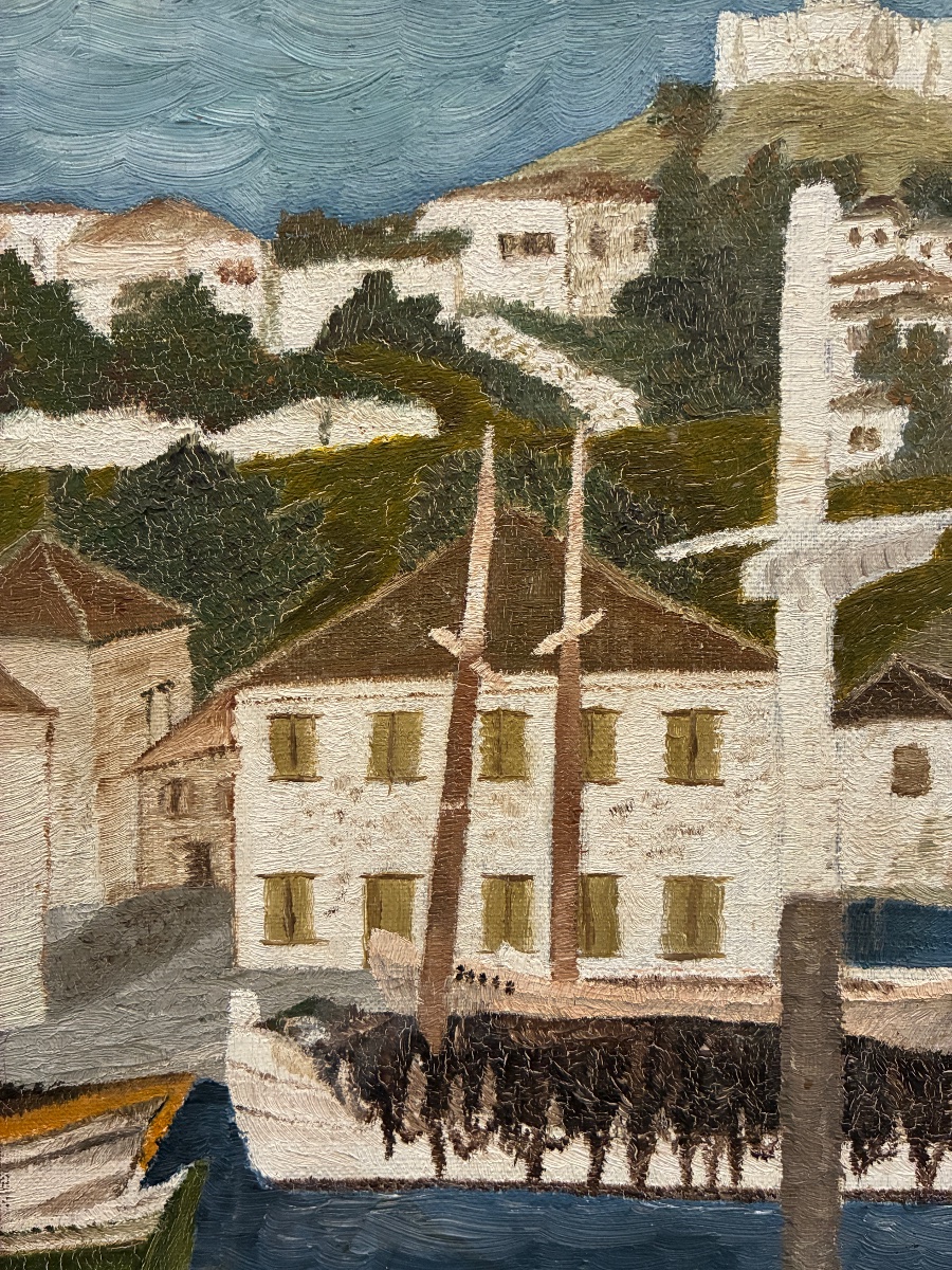 Marine, vue d’un port méditerranéen signée Chevalier, XXe-photo-1