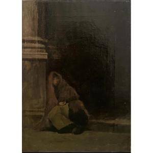 Beggar Woman On The Square In Front Of A Church, 19th Century, G. De Saint Jean