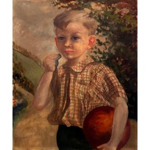 20th Century Child Portrait Painting