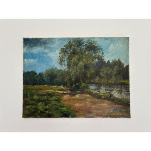 Paysage signé Roussel XXe