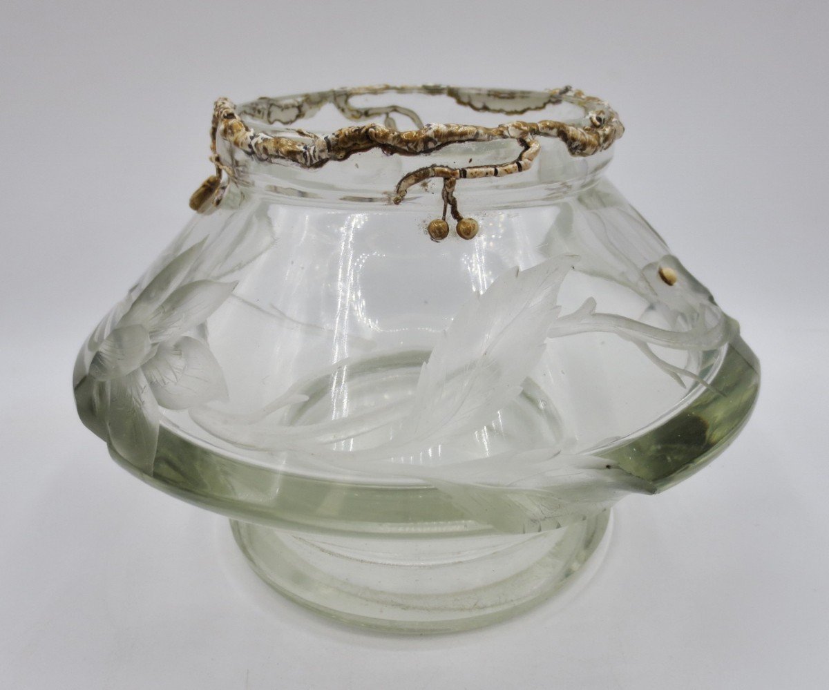 Vase En Cristal Art Nouveau, Fin XIXe Siècle.-photo-1