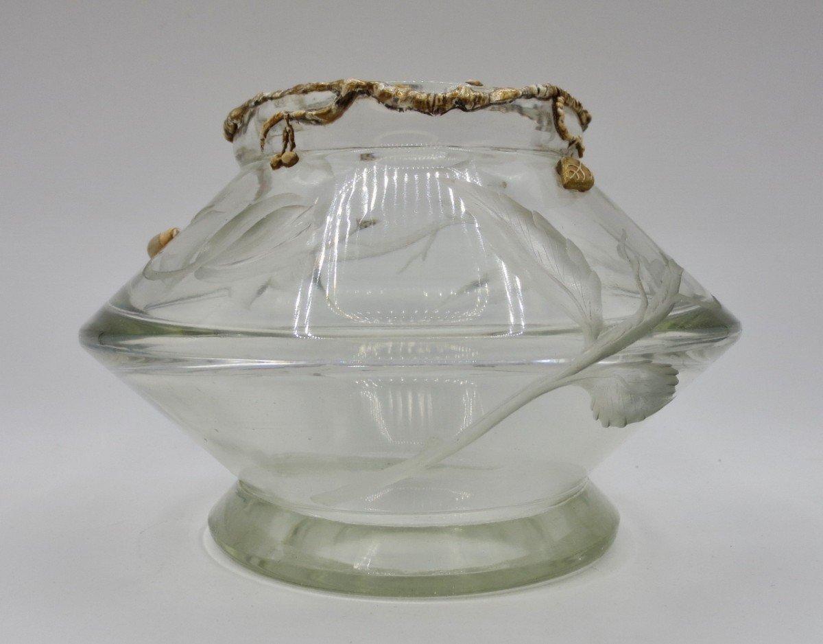 Vase En Cristal Art Nouveau, Fin XIXe Siècle.-photo-4
