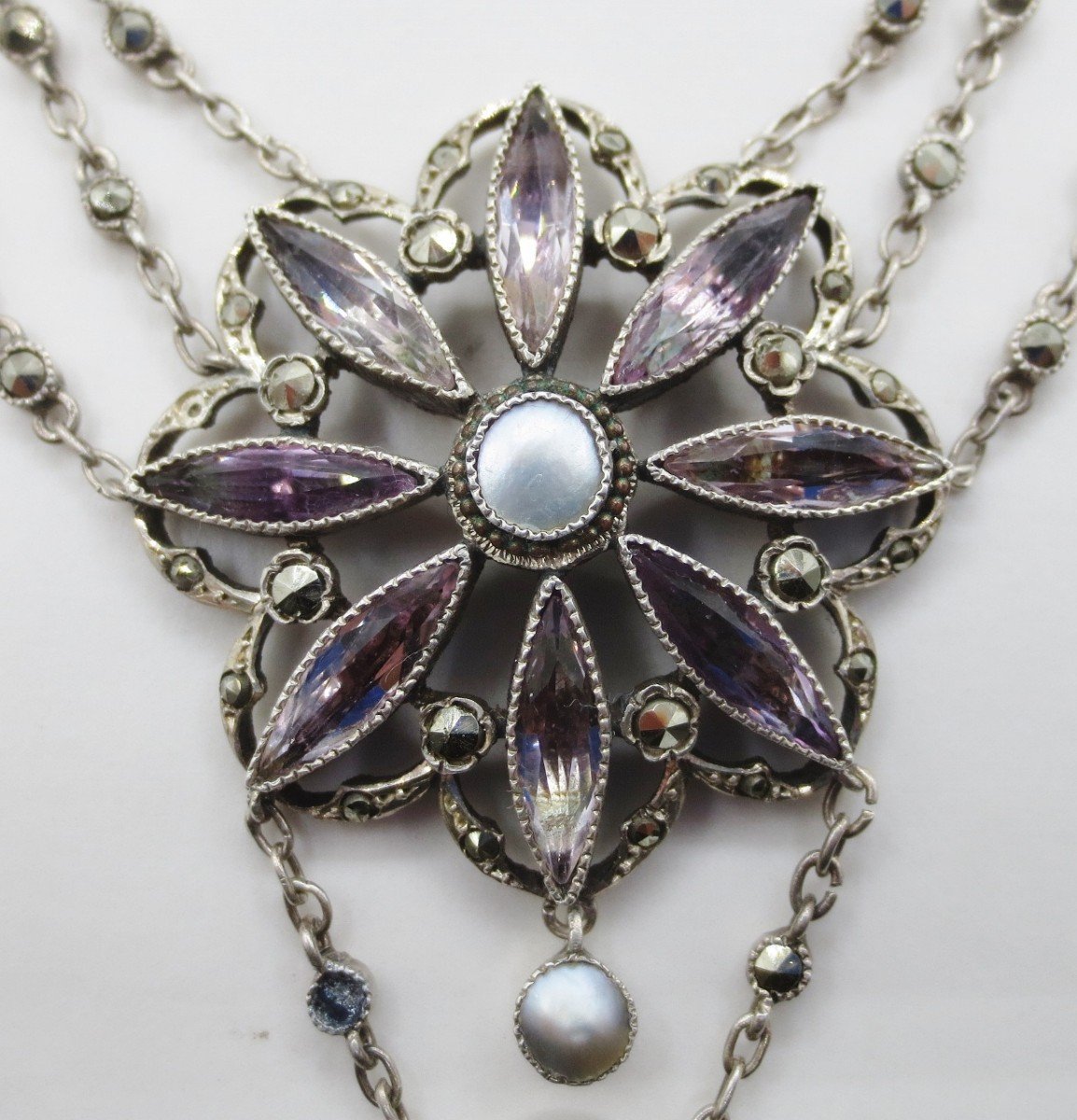 Necklace, Silver And Amethyst, 19th Century.-photo-2