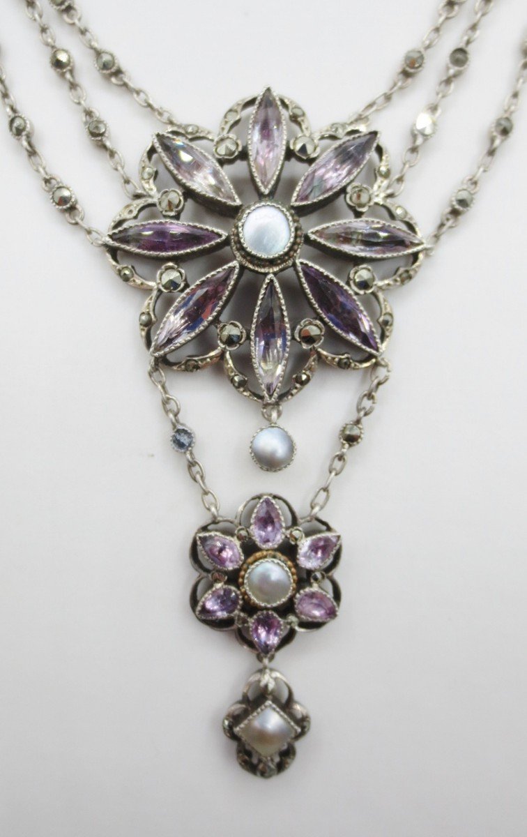 Necklace, Silver And Amethyst, 19th Century.-photo-3
