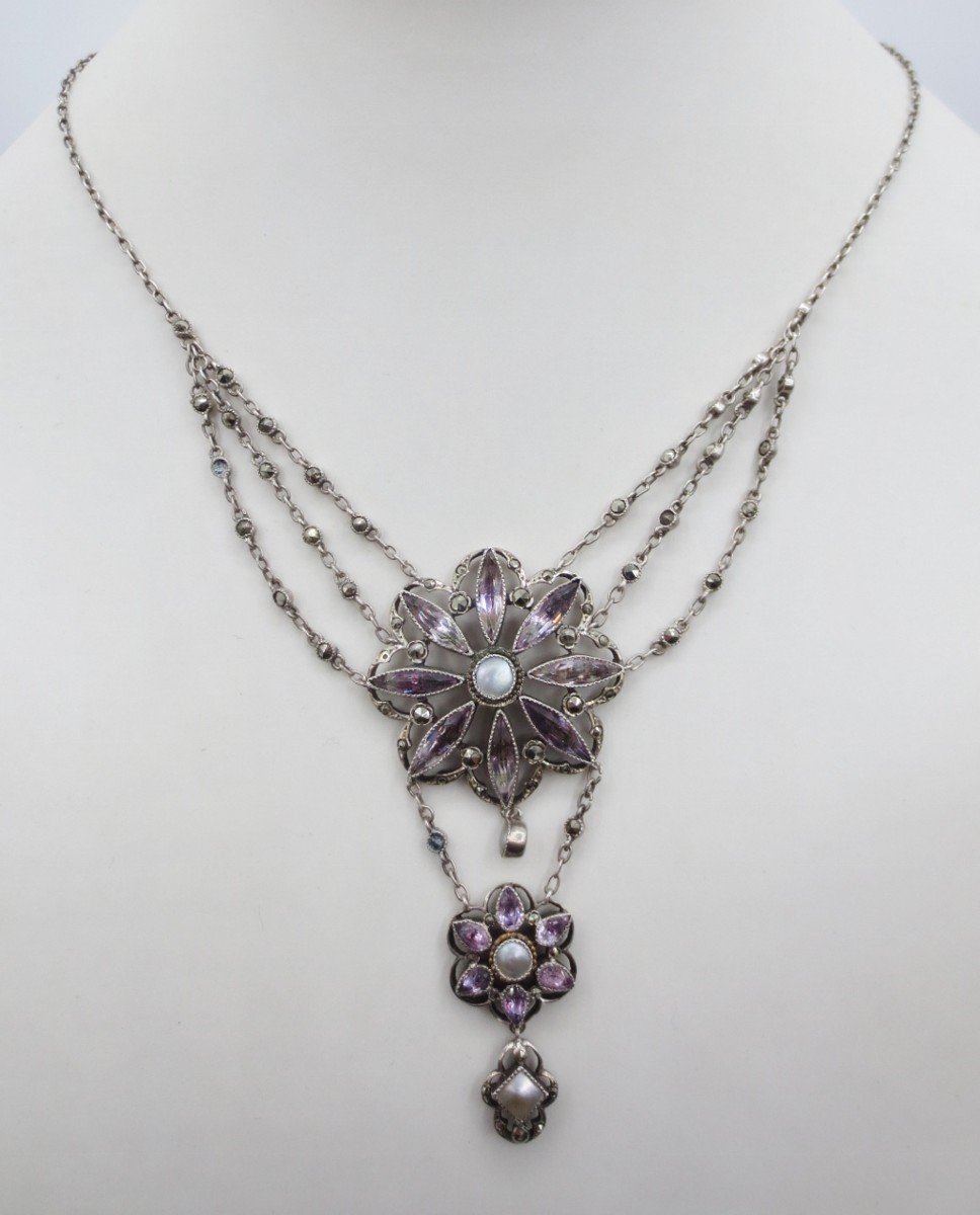 Necklace, Silver And Amethyst, 19th Century.-photo-2