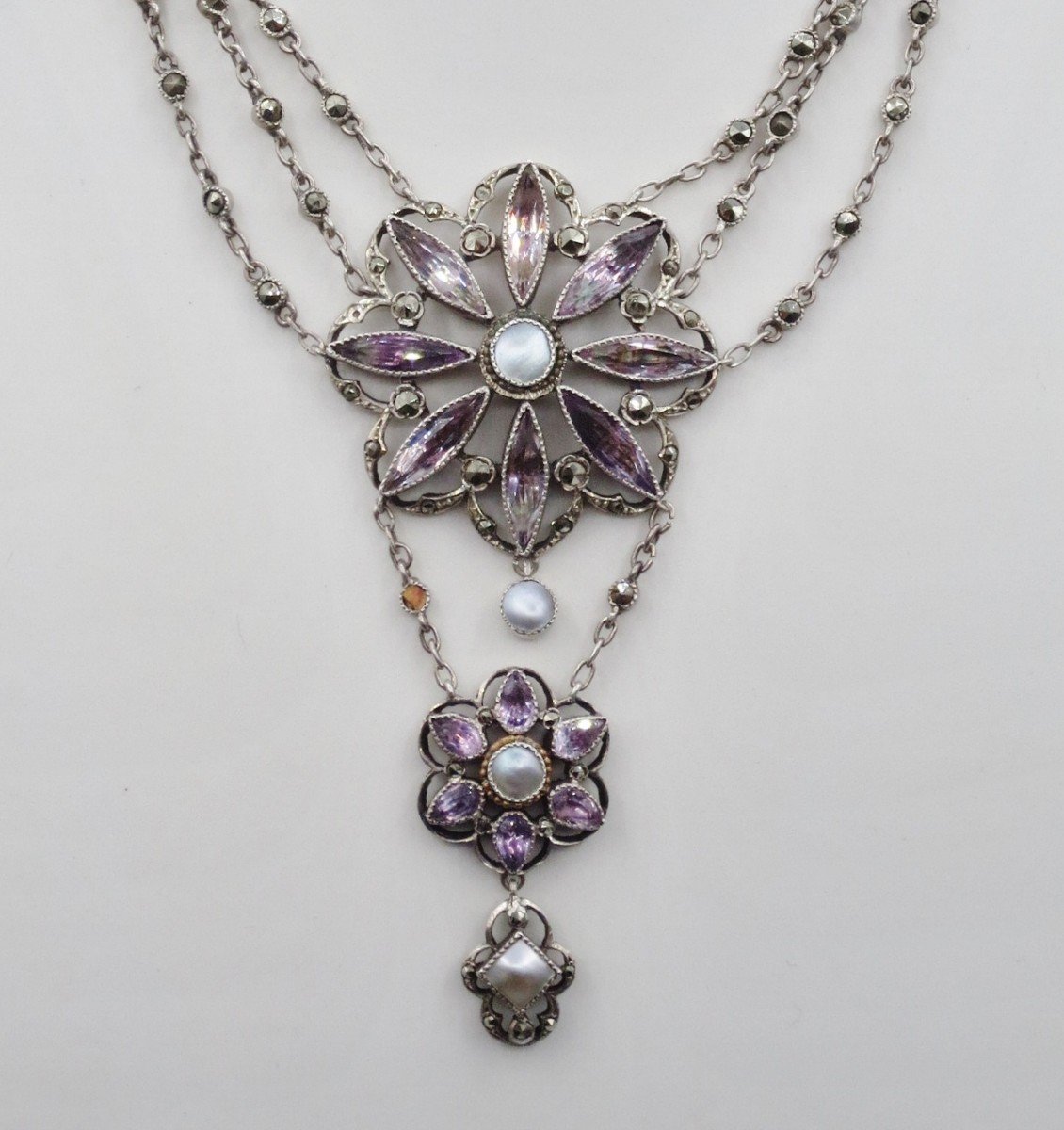 Necklace, Silver And Amethyst, 19th Century.-photo-5