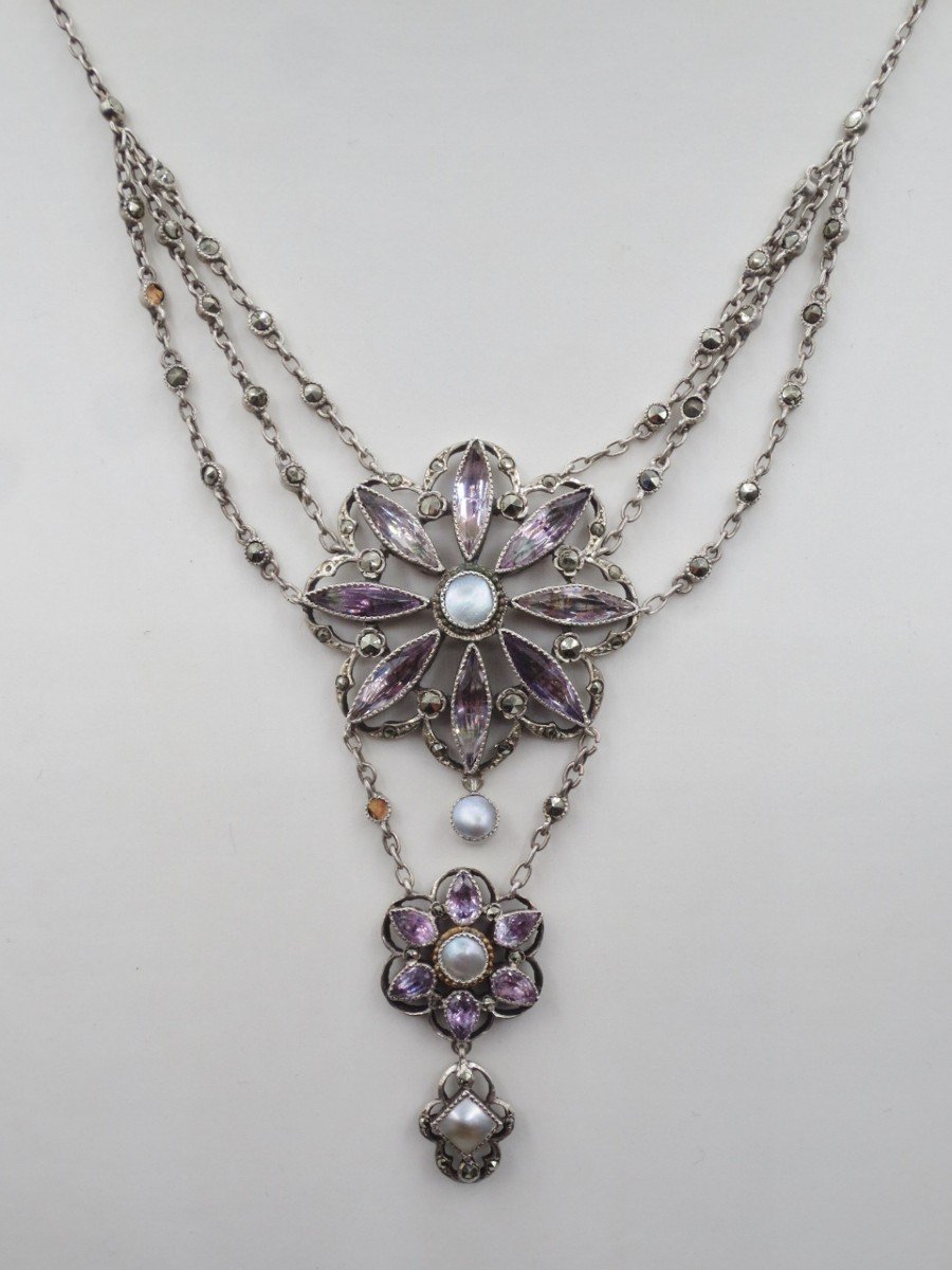 Necklace, Silver And Amethyst, 19th Century.-photo-6