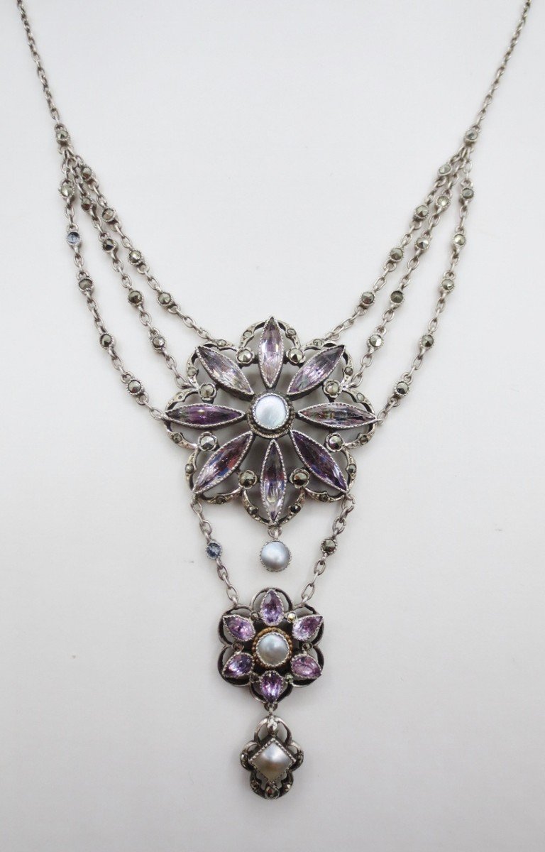 Necklace, Silver And Amethyst, 19th Century.-photo-7