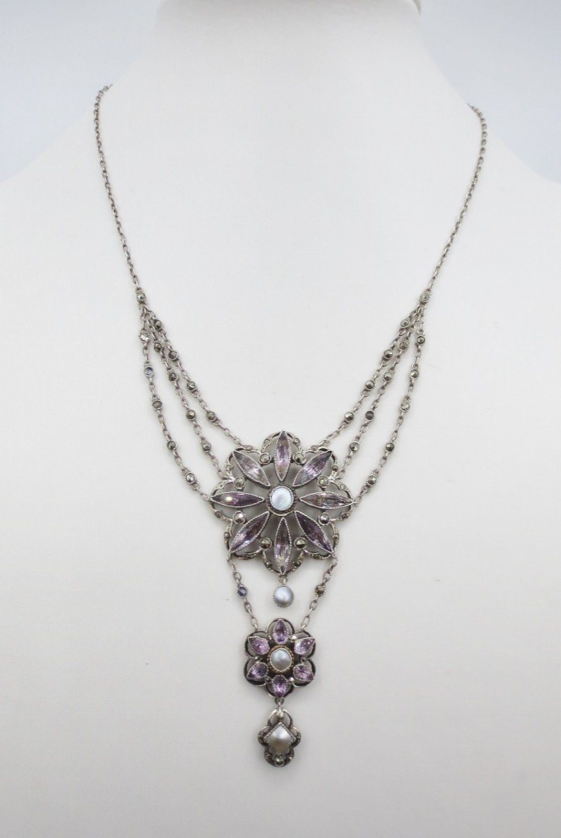 Necklace, Silver And Amethyst, 19th Century.-photo-8