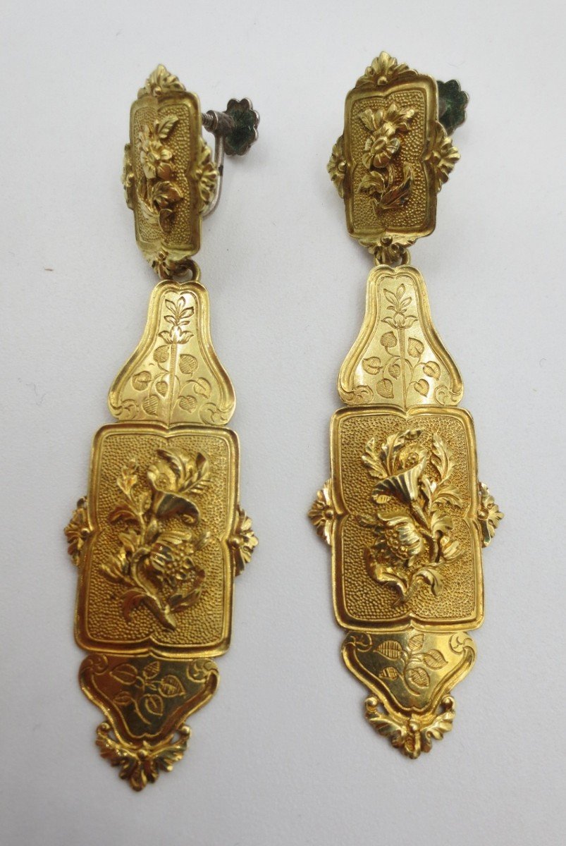 Earrings, In Gold, Around 1830.-photo-3