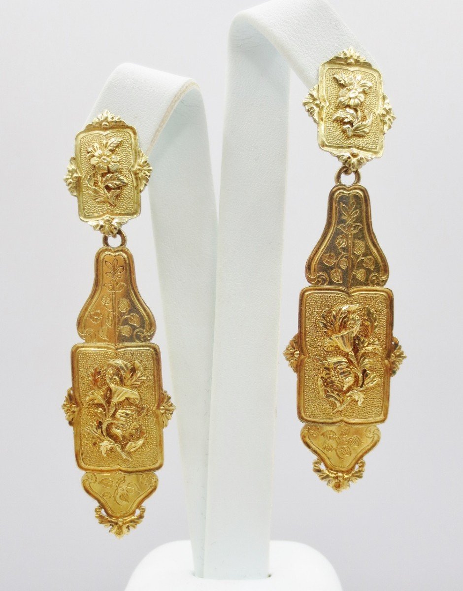 Earrings, In Gold, Around 1830.