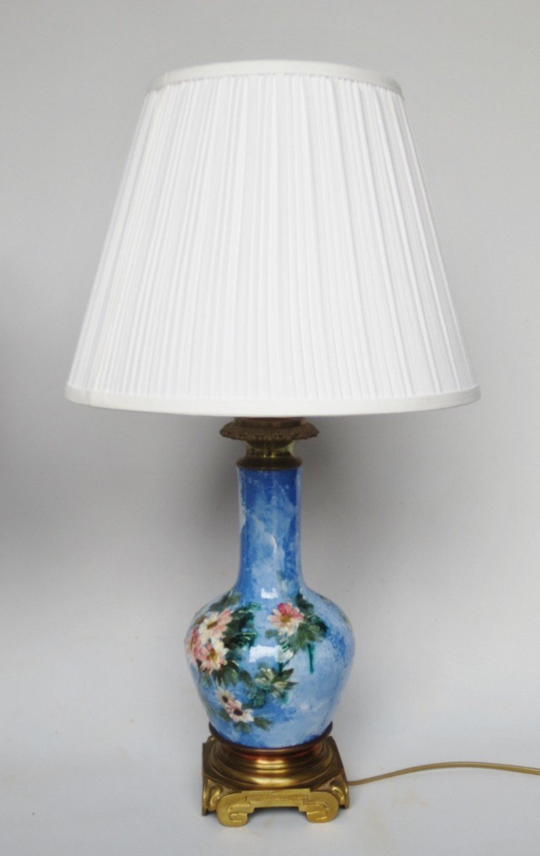 Lampes En Barbotine Au Décor Impressionniste. -photo-1