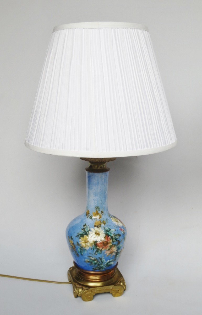 Lampes En Barbotine Au Décor Impressionniste. -photo-2