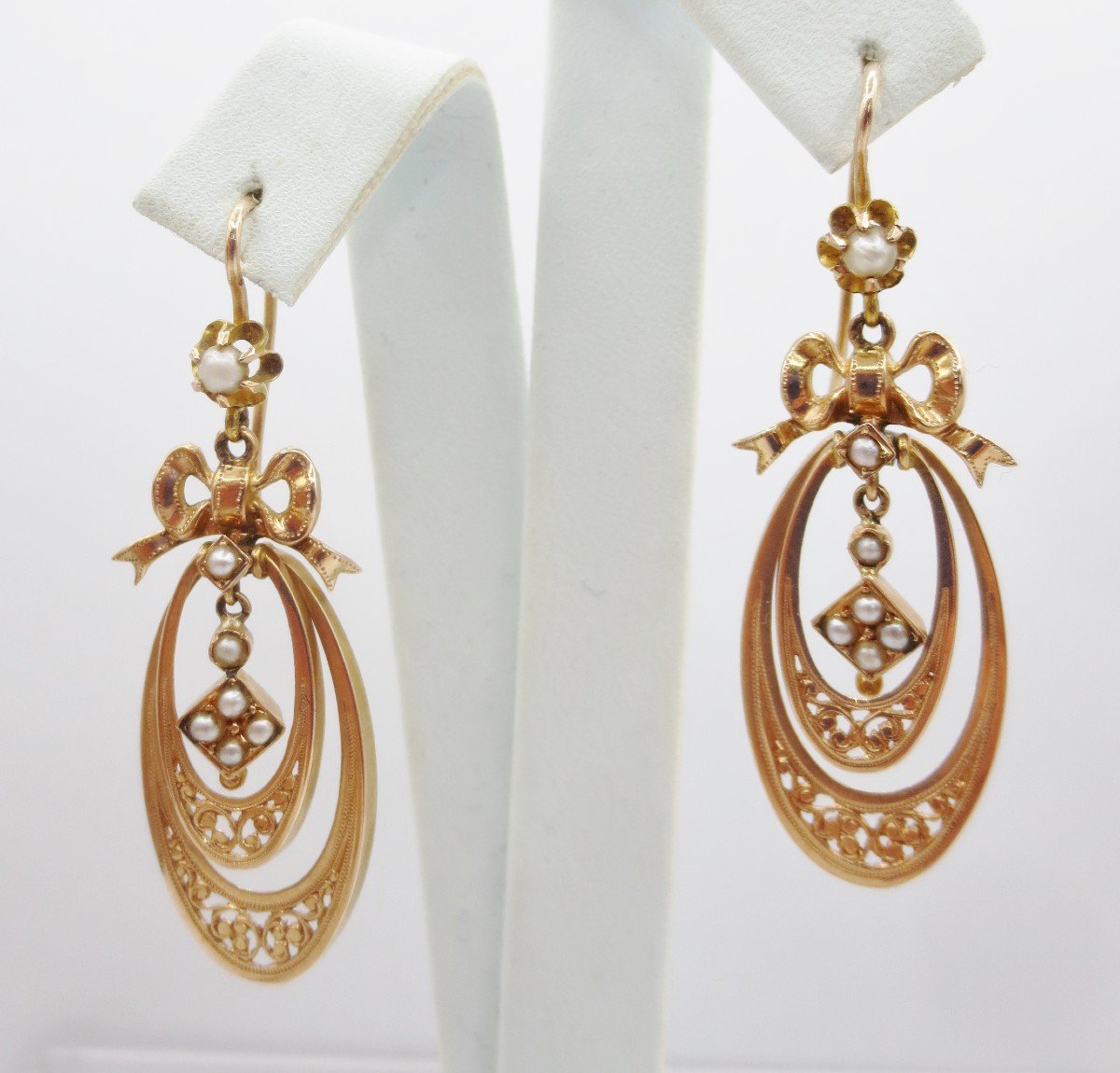 Boucles d'Oreilles En Or, Circa 1880,   -photo-3