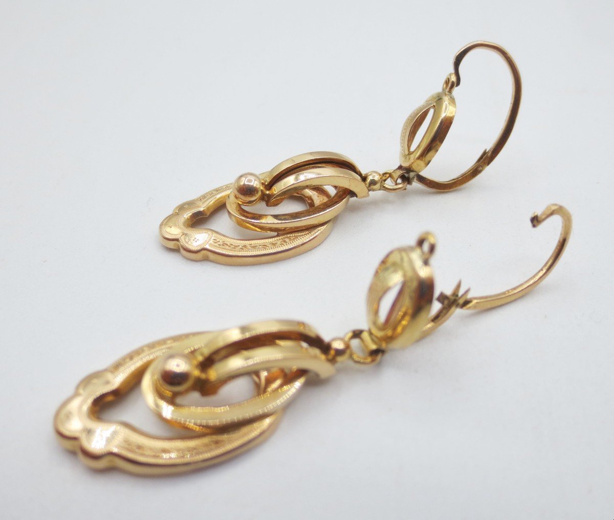 Gold Earrings, Circa 1900.-photo-3