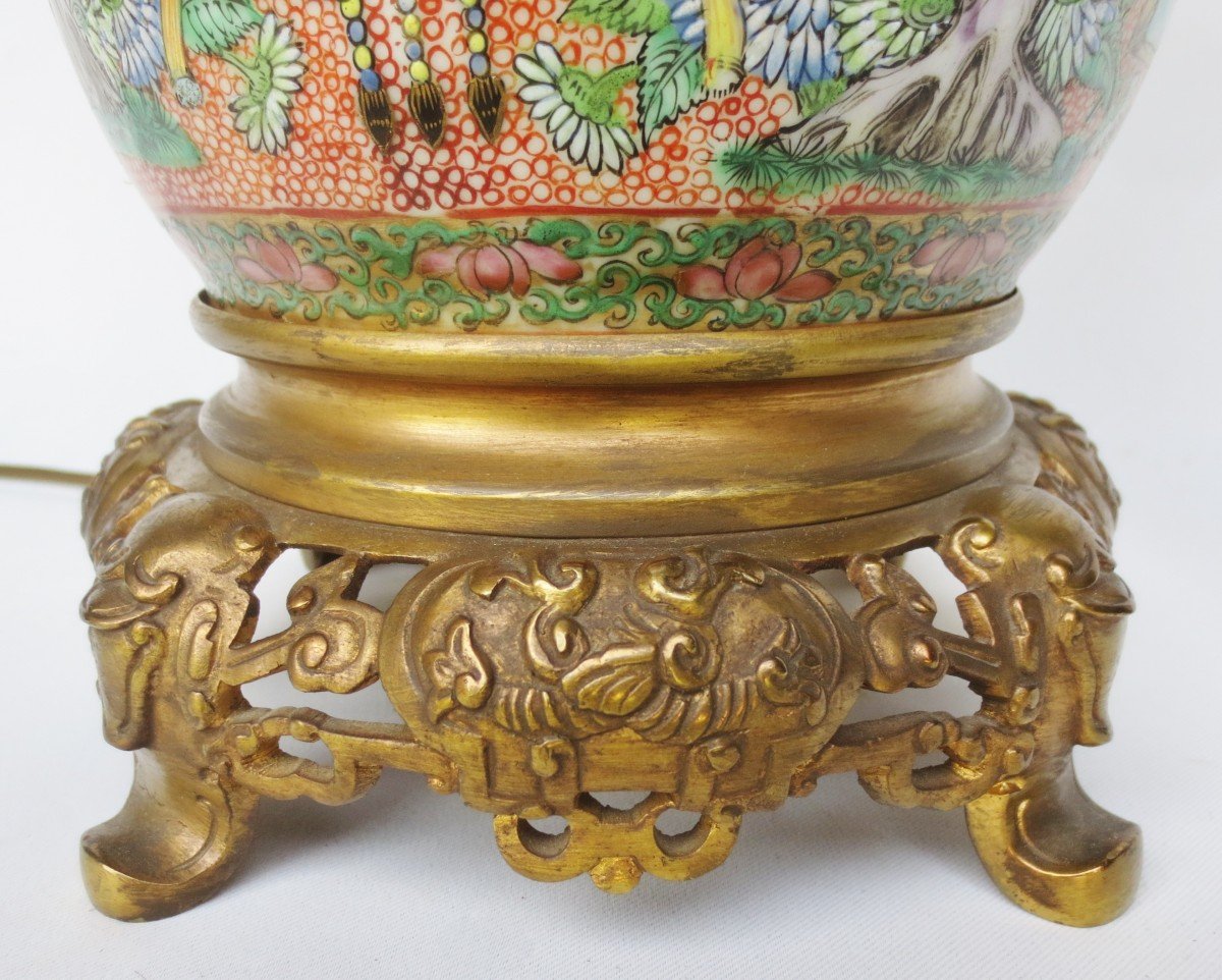 Lampe En Porcelaine De Chine XIXe Siècle. -photo-1